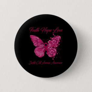 Butterfly Faith Hope Love Sickle Cell Anemia Aware Button