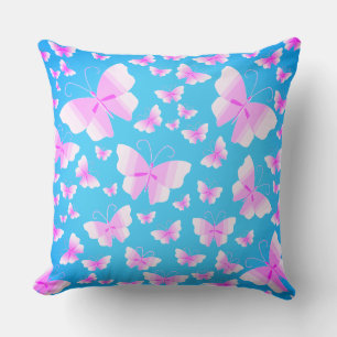Butterfly Family in Pink Shades Color Throw Pillow