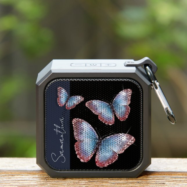Butterfly Fancy Script Monogram Personalized Bluetooth Speaker (Insitu(Outdoor))