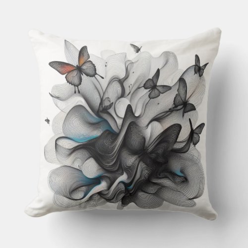 Butterfly Fantasy Colorful Imaginative Interior Throw Pillow