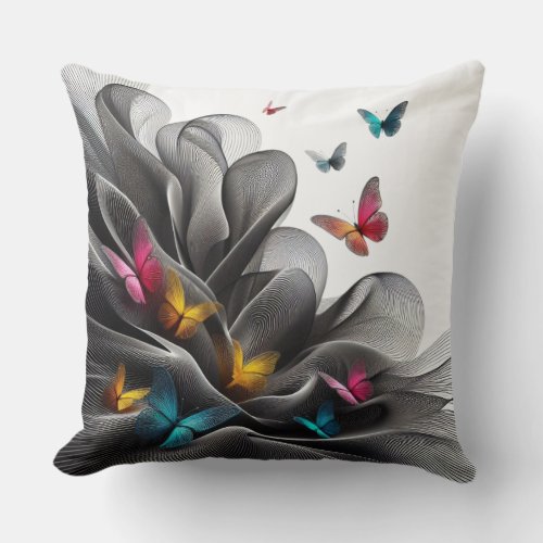  Butterfly Fantasy Colorful Imaginative Interior Throw Pillow