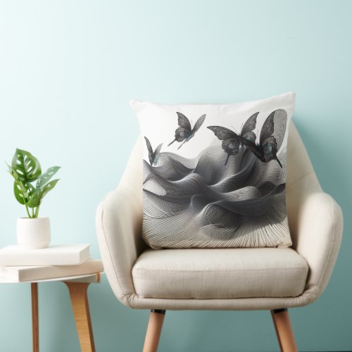 Butterfly Fantasy Colorful Imaginative Interior Throw Pillow