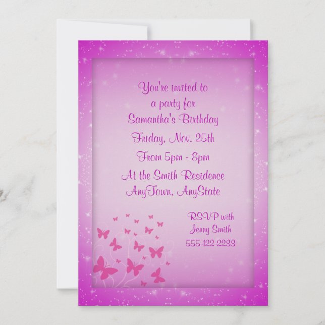 Butterfly Fantasy Invitations (Front)