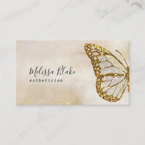 butterfly faux glitter business card