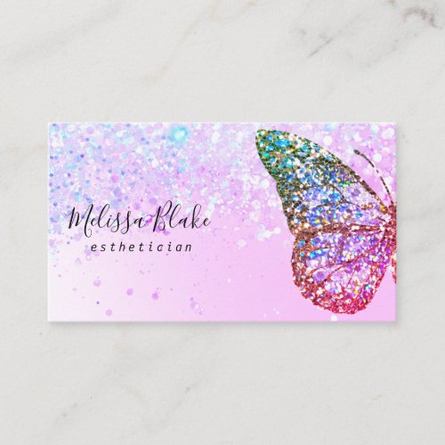 butterfly faux glitter design business card