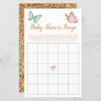 Butterfly Faux Gold Baby Shower Bingo Game