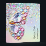 butterfly faux pastel gems design mini binder<br><div class="desc">please note this is a printed product with NO REAL SPARKLE</div>
