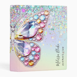 butterfly faux pastel gems design mini binder