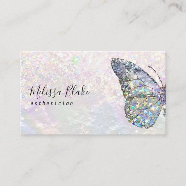 butterfly faux pastel glitter  business card (Front)