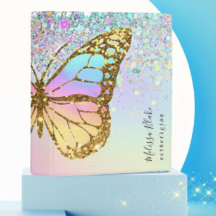 butterfly faux pastel glitter mini binder