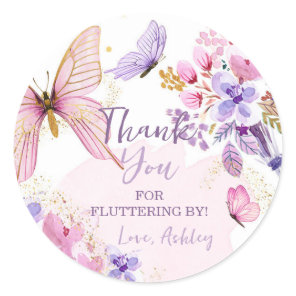 Butterfly Favor Fluttering By Girl Birthday Favor Classic Round Sticker