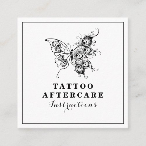 Butterfly  Feathers Tattoo Aftercare Instructions Square Business Card