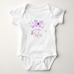 Butterfly First Birthday Girl 1st Pink T-Shirt Baby Bodysuit