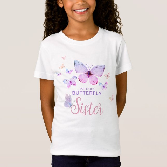Butterfly First Birthday Girl Sister T-Shirt (Front)