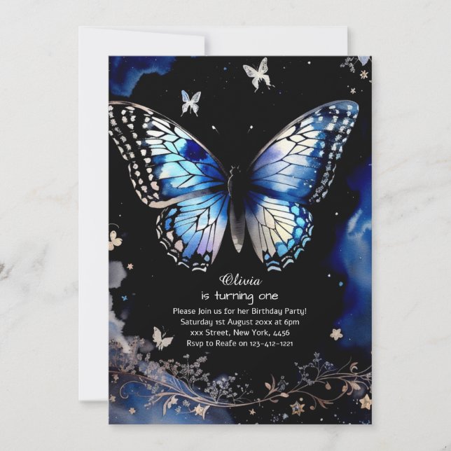 Butterfly First Birthday Invitation (Front)