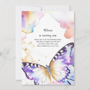 Butterfly First Birthday Invitation