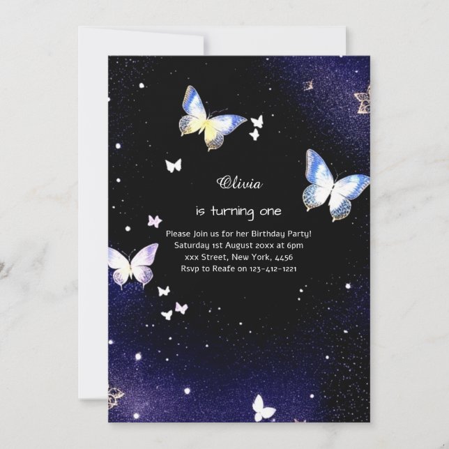 Butterfly First Birthday Invitation (Front)