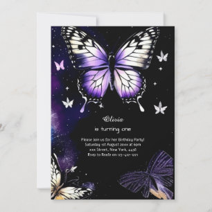 Butterfly First Birthday Invitation