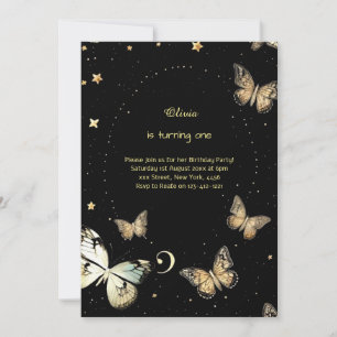 Butterfly First Birthday Invitation