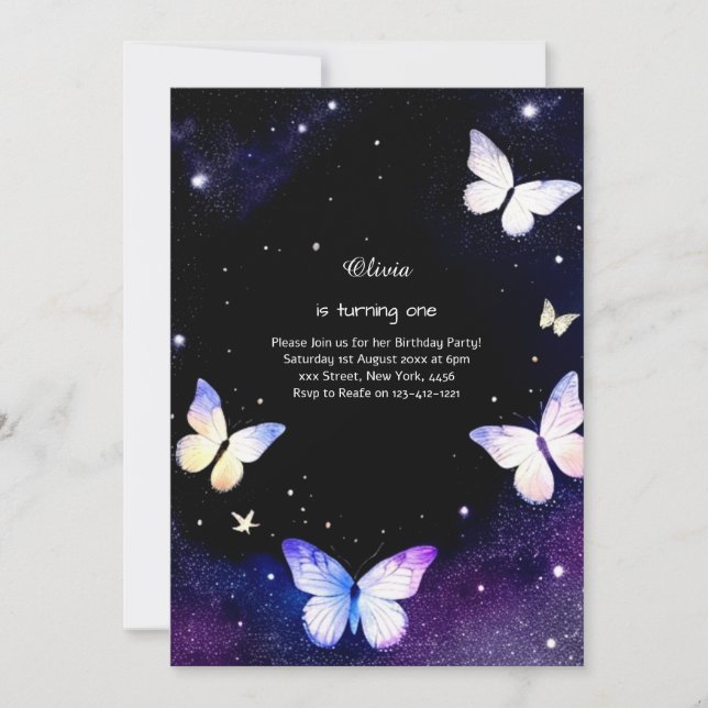 Butterfly First Birthday Invitation (Front)