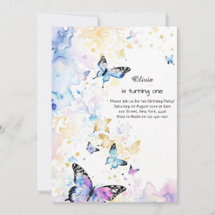 Butterfly First Birthday Invitation