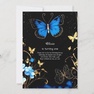 Butterfly First Birthday Invitation