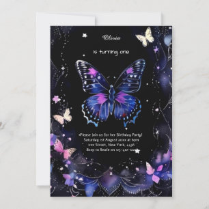 Butterfly First Birthday Invitation