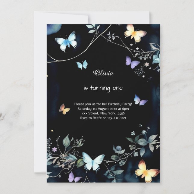 Butterfly First Birthday Invitation (Front)
