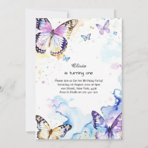 Butterfly First Birthday Invitation