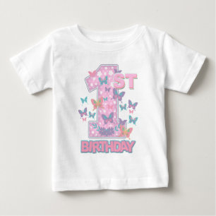 Butterfly First birthday turning one butterfly Baby T-Shirt
