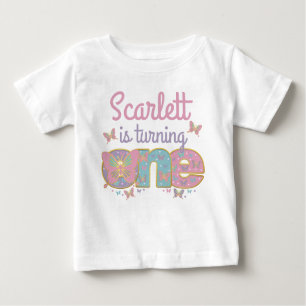 Butterfly First Birthday Turning one butterfly Baby T-Shirt