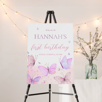 Butterfly First Birthday Welcome Sign