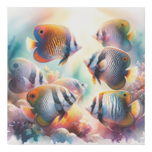 Butterfly Fish Harmony 260524AREF105 _ Watercolor Faux Canvas Print