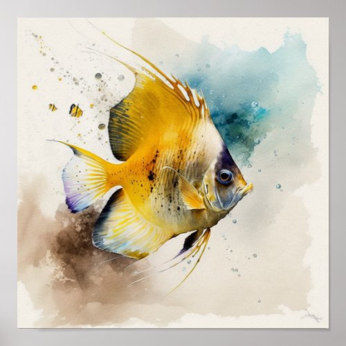 Butterfly fish in watercolor  poster