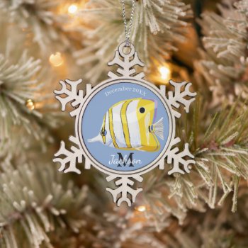 Butterfly Fish  Snowflake Pewter Christmas Ornament by stickywicket at Zazzle