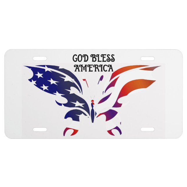 Butterfly Flag License Plate (Front)