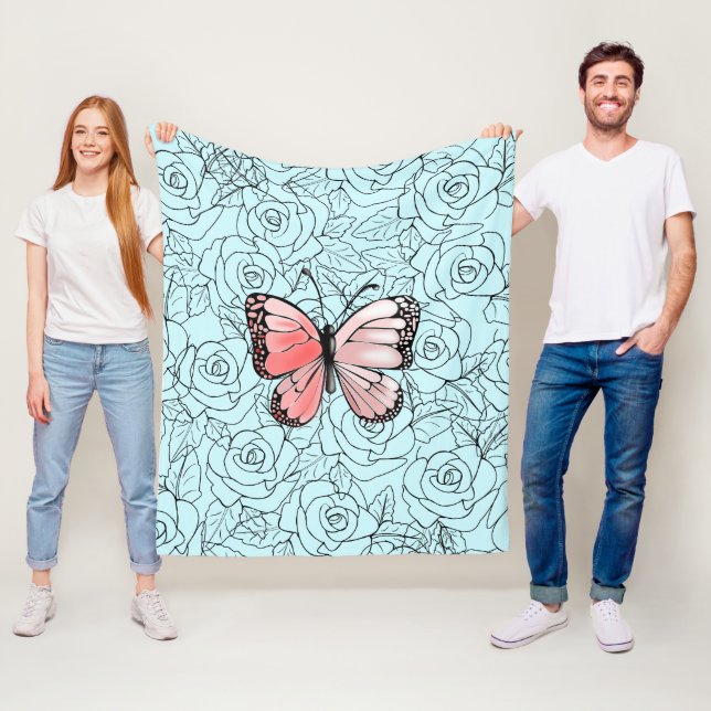 Butterfly Fleece Blanket Roses - Your Colors (In Situ)