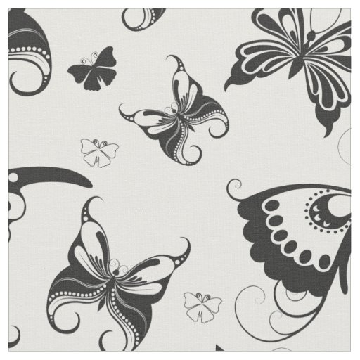 Butterfly Flight Black and White 2 Fabric