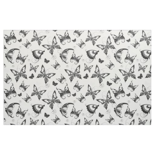 Butterfly Flight Black and White Fabric