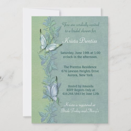Butterfly Flight Floral Bridal Shower Invitation
