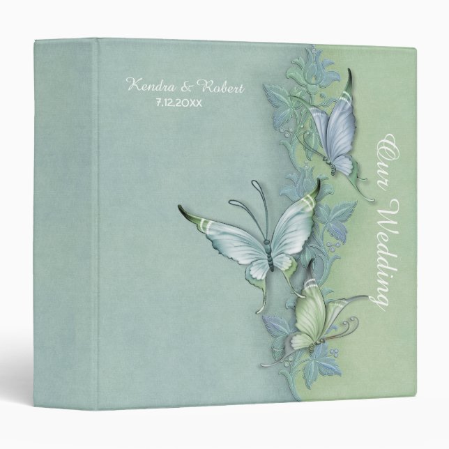 Butterfly Flight Floral Wedding Albums Binder (Front/Spine)