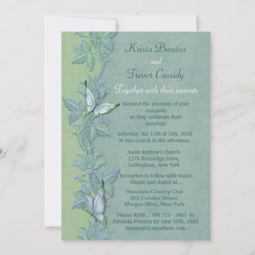 Butterfly Pastel Floral Wedding Invitation