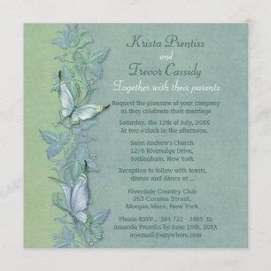 Butterfly Flight Floral Wedding Invitation