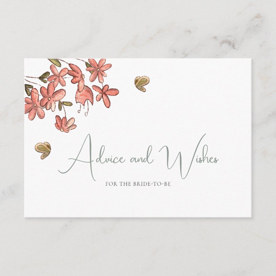 Butterfly Floral Advice and Wishes Bridal Shower  Enclosure Card