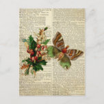 Butterfly Floral Art On Vintage Dictionary Page Postcard at Zazzle