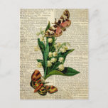 Butterfly Floral Art On Vintage Dictionary Page Postcard at Zazzle