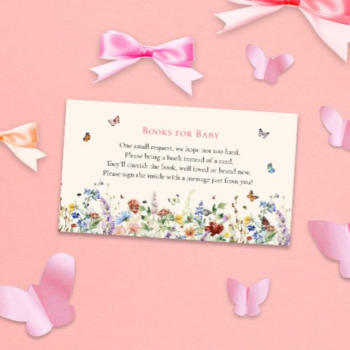 Butterfly  Floral Baby Shower Books for Baby Enclosure Card