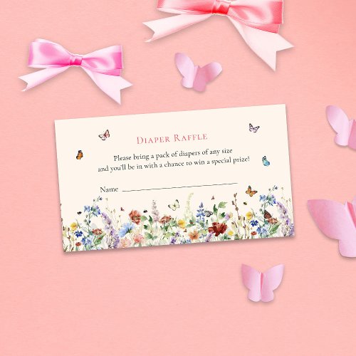 Butterfly  Floral Baby Shower Diaper Raffle Enclosure Card