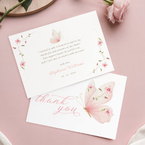 Butterfly Floral Baby Shower Thank You Card