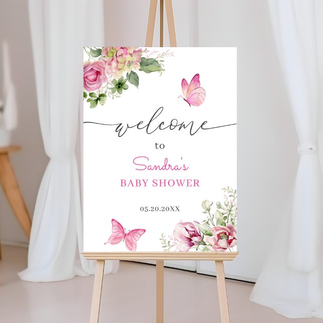Butterfly Floral Baby Shower Welcome Foam Board (Creator Uploaded)